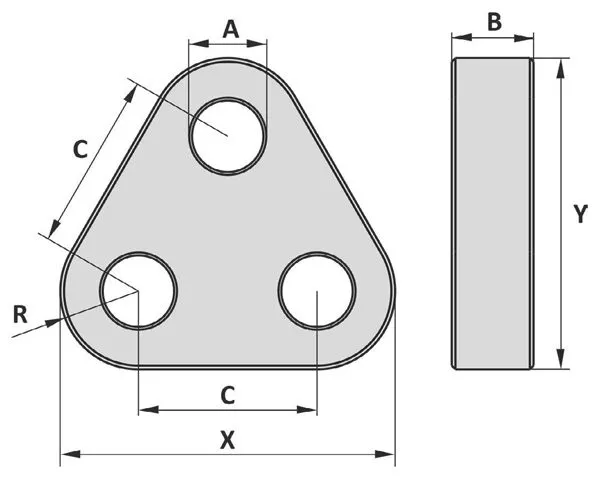 Zeichnung der Delta-Plate ergänzend zur Tabelle
